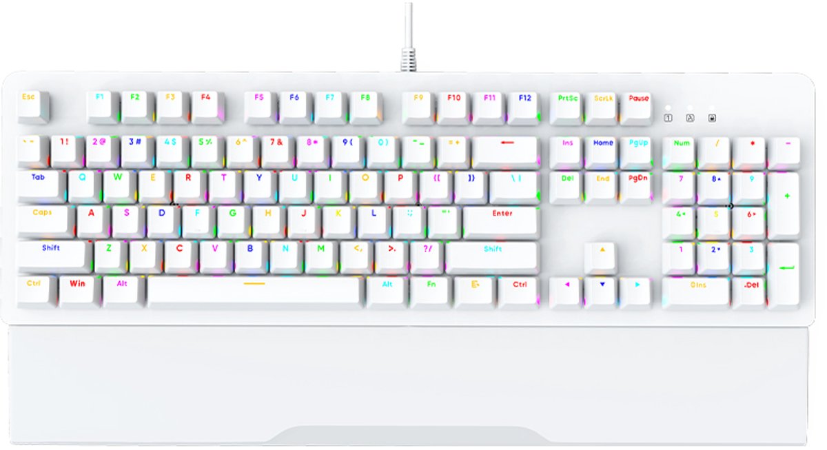 Zolveisa AK104 Mechanisch Gaming Toetsenbord – 104 Keys – RGB Backlit – Wit – Red Switches – Full Size Keyboard