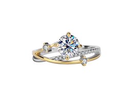 Titanix Dames Ring – 1 Karaat Moissanite (lab diamant) met GRA-Certificaat – 925 Sterling Zilver – 18K Goud Verguld – Luxe Cadeauring – 18.10 mm / Maat 57
