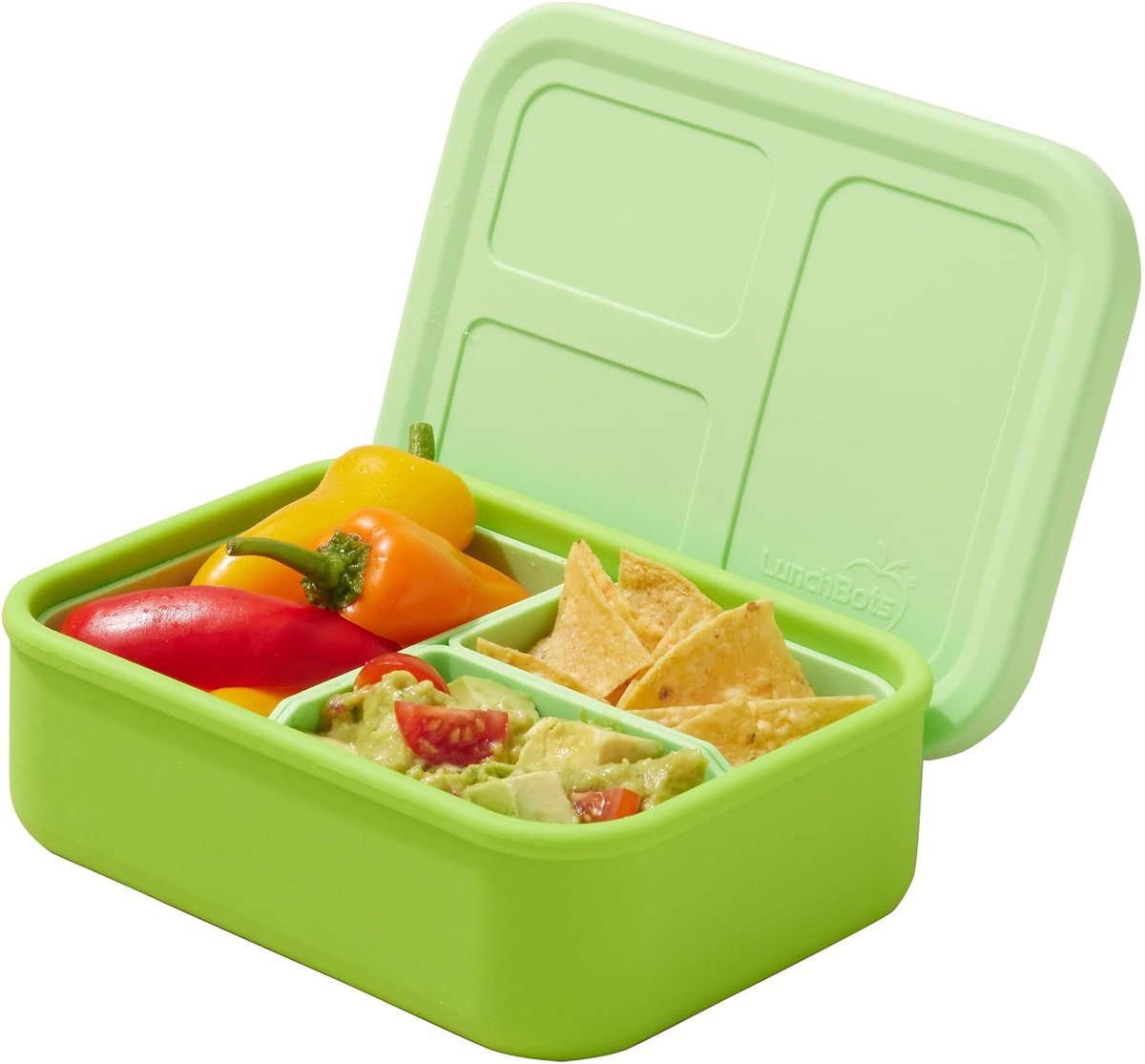 LunchBots Medium Build-a-Bento - Groen - 28oz / 828 ml - 3 Verwisselbare Vakverdelers voor Eindeloze Lunchcombinaties - 100% Platina Siliconen - Lekvrij - Magnetron-, Oven- (tot 204°C), Vriezer- en Vaatwasserbestendig