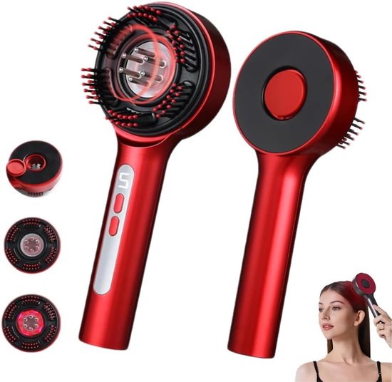 Hoofdmassage apparaat - Elektrische Haargroei Kam - Scalp massager - Hoofdhuid Massage Kam met Rood Licht - Scalp Massager IPX7 Waterdicht - Draadloos & Oplaadbaar - Voor Thuis & Reizen - Rood