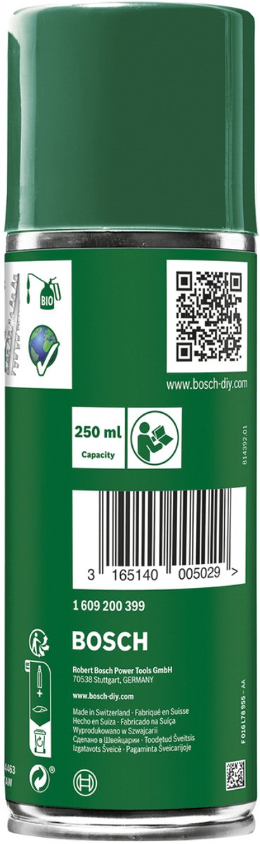 Bosch Tuingereedschappen Onderhoudsspray - 250 ml - Geschikt voor alle snoeigereedschappen van Bosch — afbeelding 2
