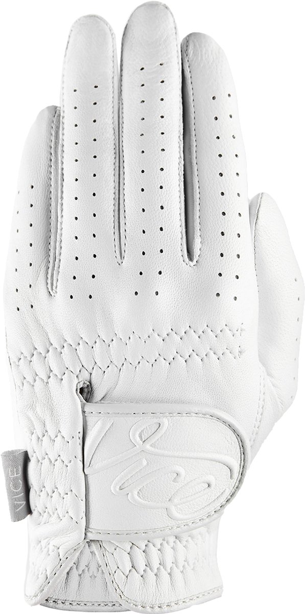 Vice Golf Pure Dames Golfhandschoen – Rechterhand – Maat L – Wit – Premium Lamsleer – Optimale Grip & Comfort