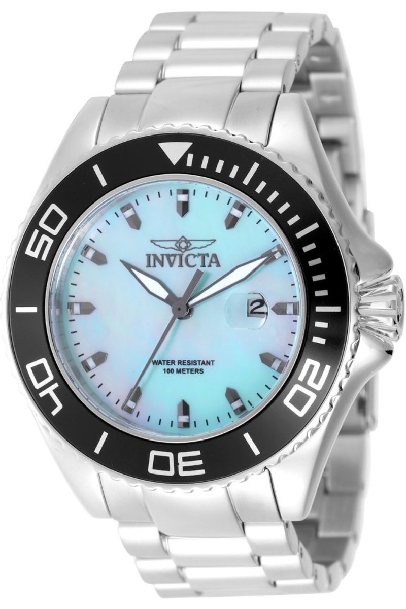 Invicta Pro Diver 49642 Heren Horloge - Waterdicht - Analoog - Quartz Uurwerk - Roestvrij Staal met blauwe Wijzerplaat - 48mm