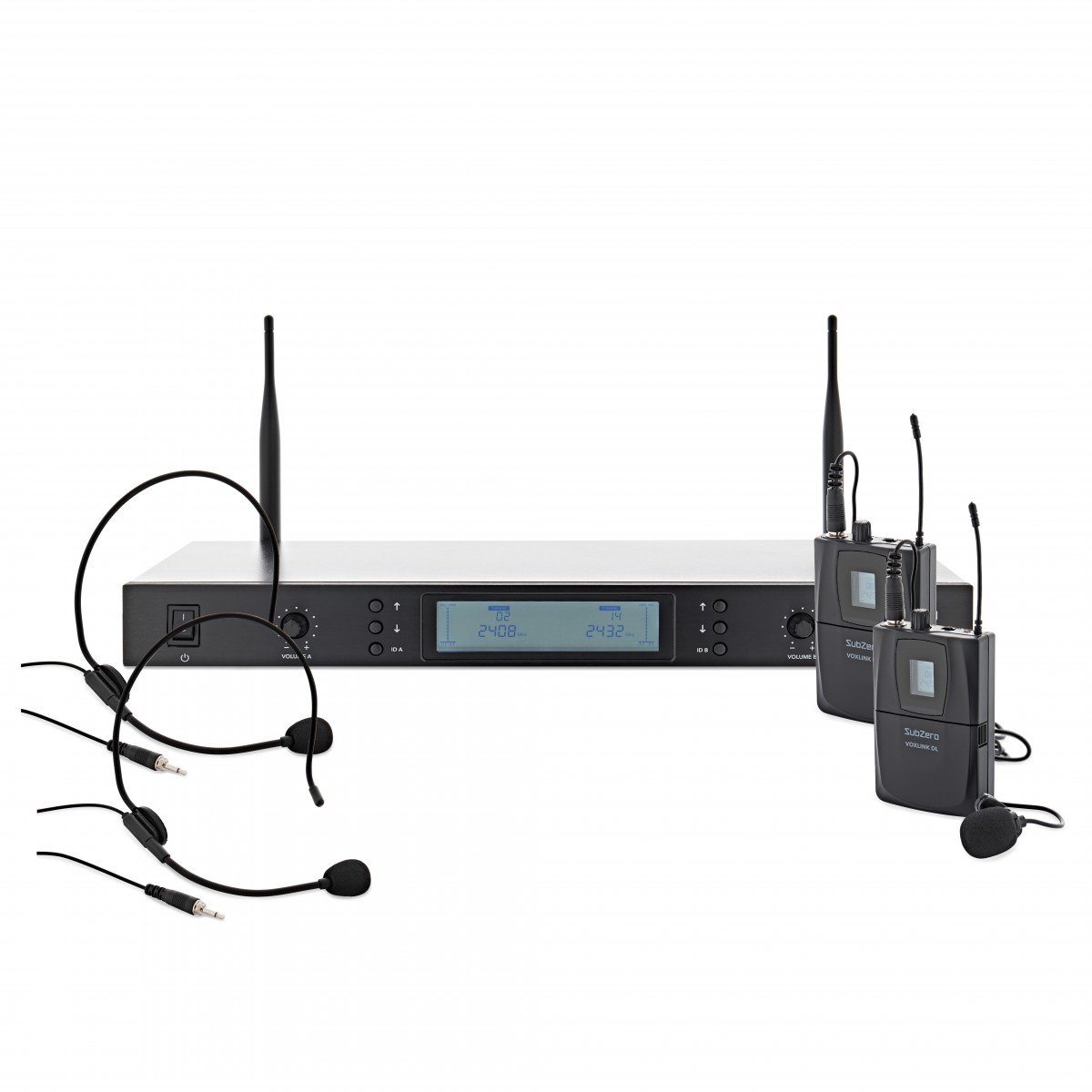 SubZero VOXLINK-2DL Dubbel Digitaal Draadloos Headset- en Lav-microfoonsysteem
