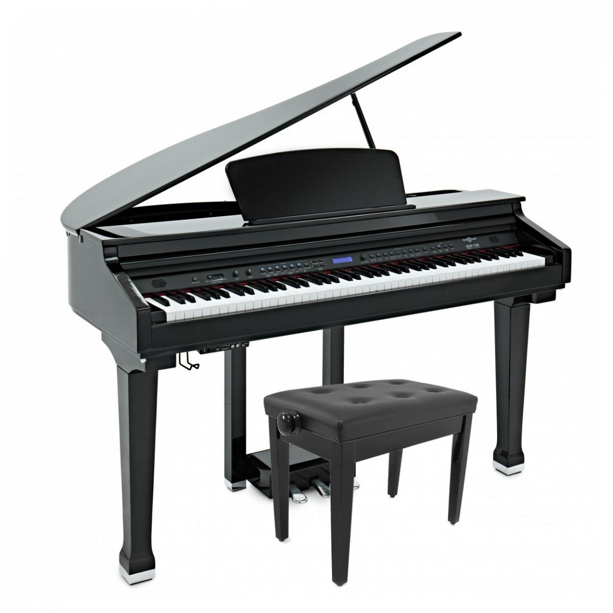 GDP-100 digitale Vleugelpiano van Gear4music, krukpakket, Gloss Black