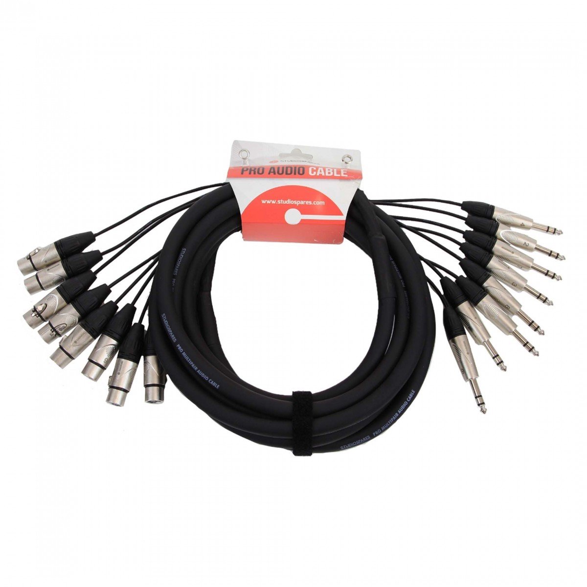 Studiospares 8-weg XLR (F) - 6,35 mm TRS (M) kabelboom , 5m