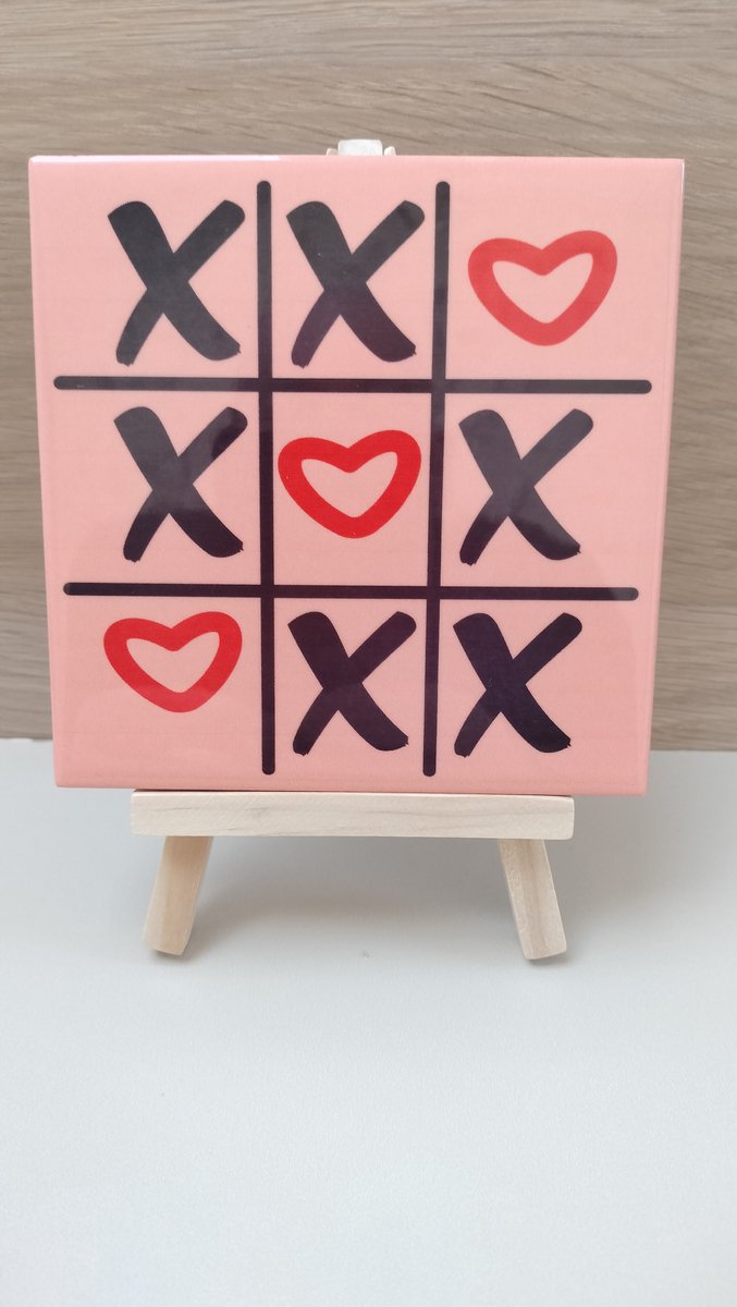 Wij & Blij - tegeltje -tic tac love - rood - roze - Spreuktegeltje- Valentijn - Wandtegelt