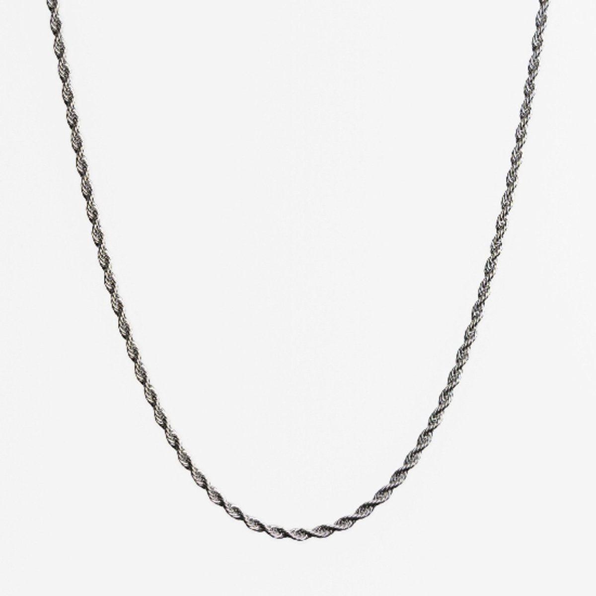 Unreal Elements Heren Rope Ketting - Zilverkleurig - 3mm - RVS - Necklace Men - 55 cm - Cadeau voor Mannen