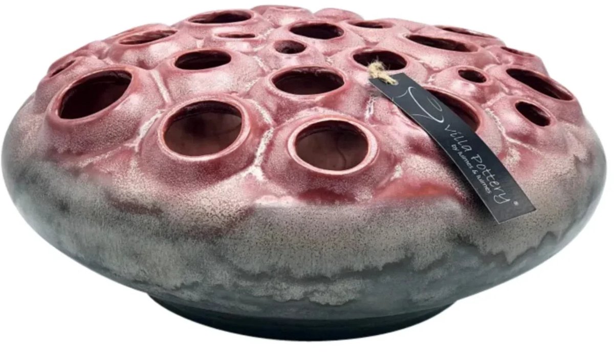 Villa Pottery Grijs Bordeaux Rood vaas Coral D34 x