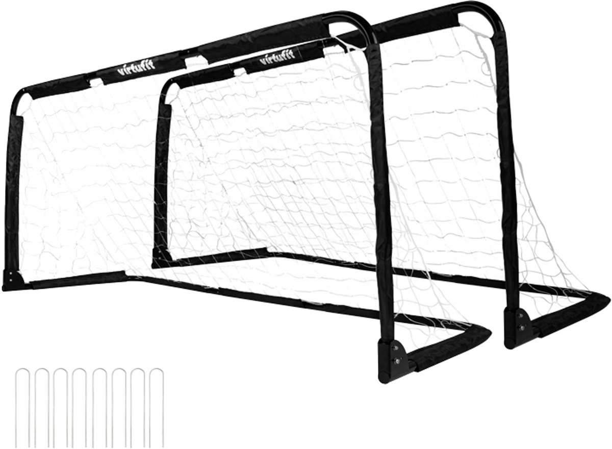 VirtuFit Inklapbaar Voetbaldoel Pannagoals - 150 x 60 cm - Set van 2 - Stevig en draagbaar - Snelle montage - Buitenspeelgoed voor kinderen - Trainingsdoel voor pannavoetbal