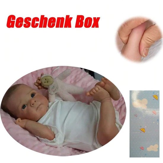 45 cm Reborn peuterpop met katoenen lijfje, zachte pasgeboren pop, met de hand gedetailleerd beschilderd met zichtbare aderen in 3D-effect van NPK Collection — afbeelding 4