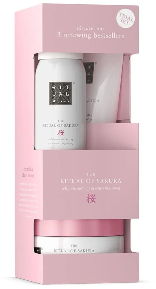 Rituals - Geschenkset voor Vrouwen - 3 Producten - Douchegel 50 ml - Bodycrème 70 ml - Body Scrub 125 gram - Giftset Vrouw - Cadeaudoos - Geschenkdoos - Badschuim - Douche - Douchefoam - Doucheschuim - Douche Foam - Shower Gel - Sakura