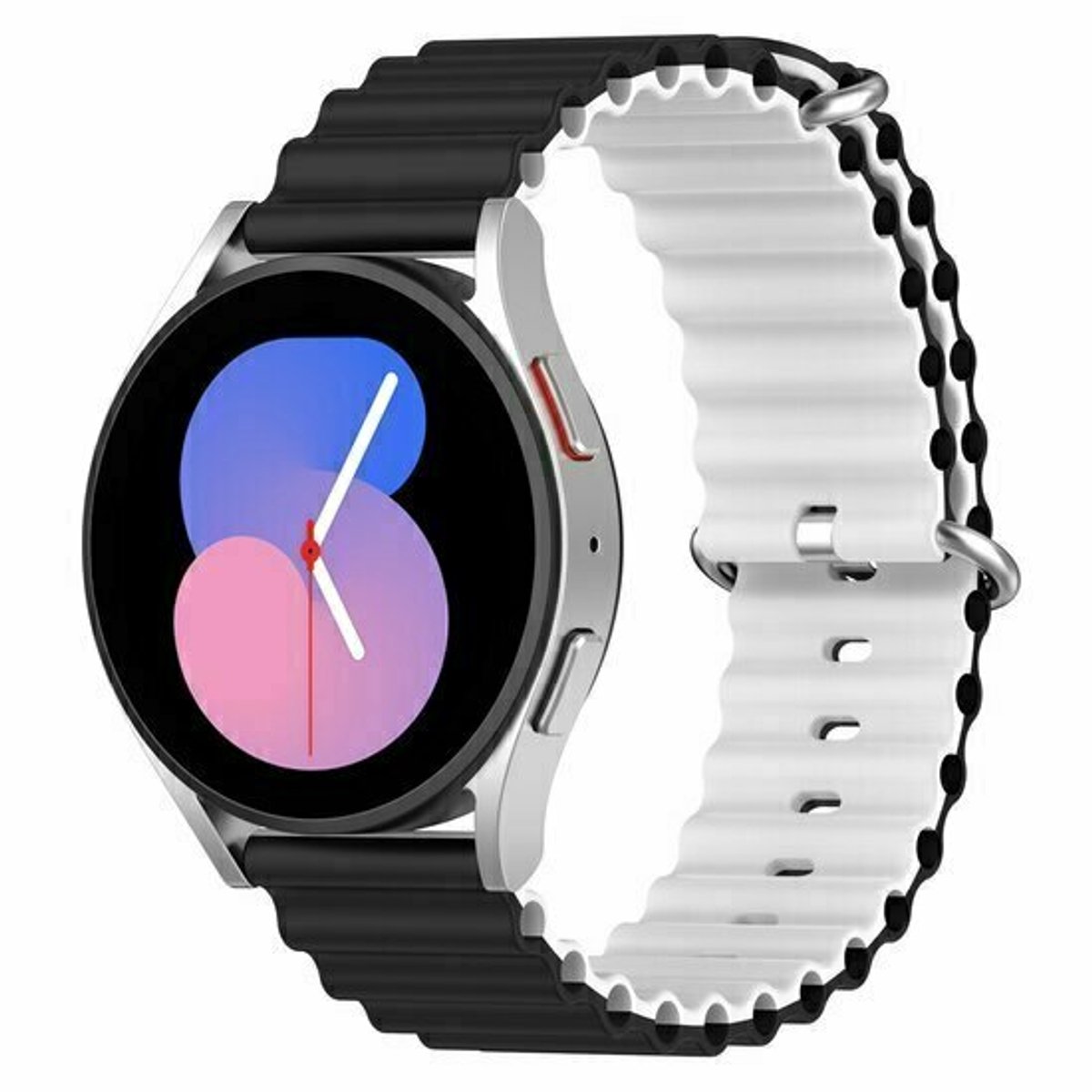 By Qubix - Ocean Style siliconen bandje - Zwart / wit - geschikt voor Huawei Watch 5 - 46mm