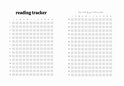 Een pagina met een lees tracker met maanden en dagen aan de linkerkant en een tabel voor het bijhouden van leesgewoonten aan de rechterkant.