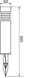 Technische tekening van een zwarte vierkante tuinlamp met afmetingen 60x395 mm.