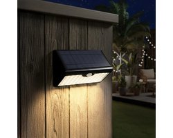 RexTech Solar wandlamp buiten 'Motion IV' - Zwart - IP65 - 50 lumen - Warm wit licht (2700K) - Tuinverlichting met bewegingsmelder