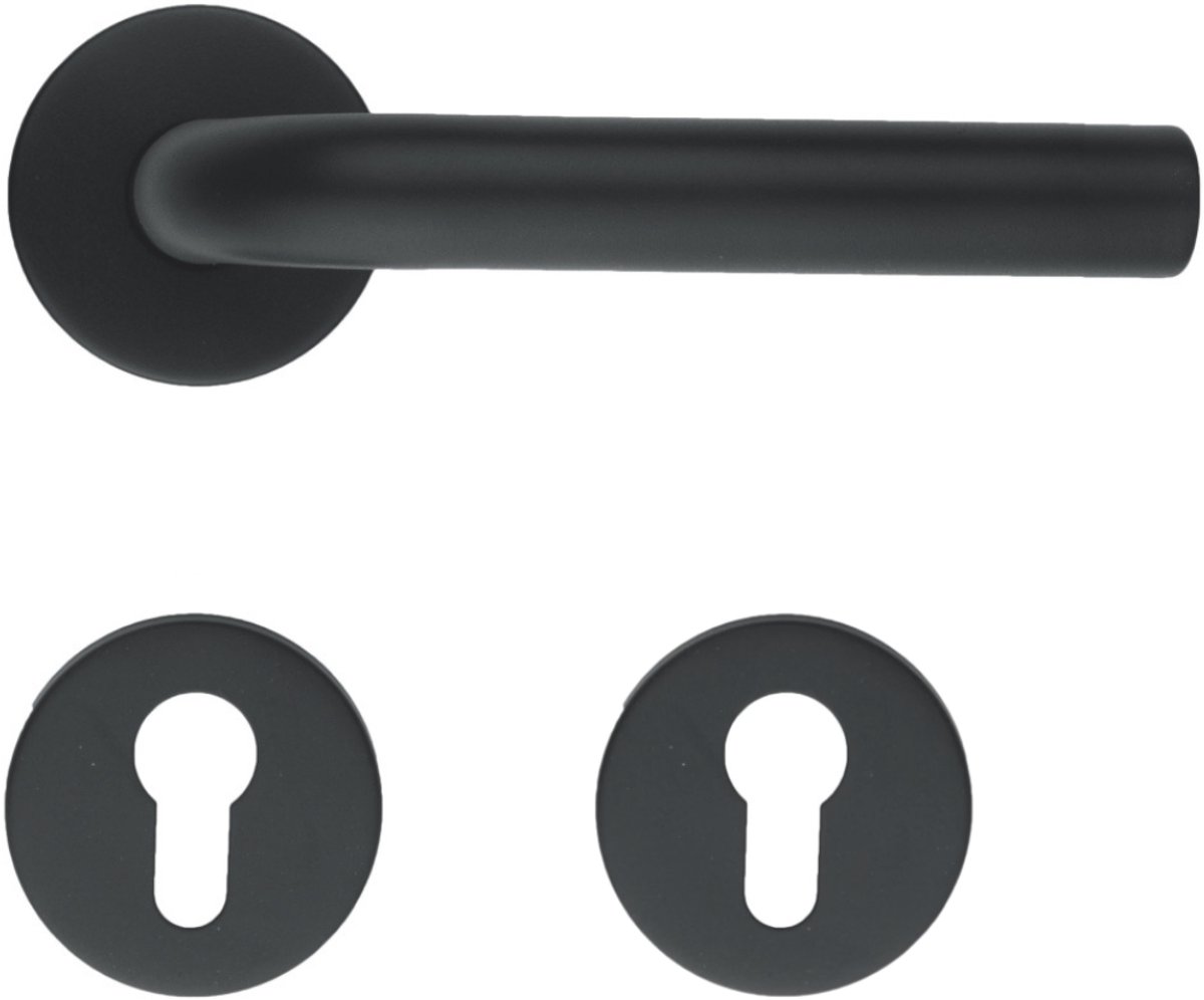 HDD PRO Deurklink L-vorm | 19mm | Mat zwart | Inclusief 2 stuks cilinderrozetten | 6.020.091