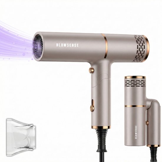 BlowSense TravelDry Reisföhn Opvouwbaar 1400W Champagne
