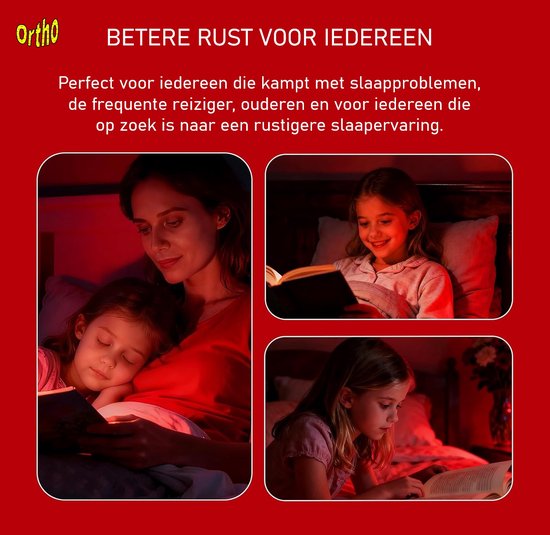 Ortho® - Nachtlampje - Slaaplamp - Nacht lamp Kinderen - Nacht lamp Volwassenen - Anti blauw Licht - USB-C oplaadbaar - Sfeerlamp - Dimbaar - Zwart van Merkloos — afbeelding 2