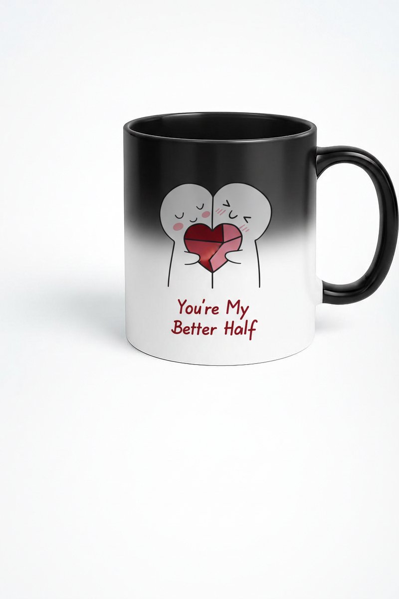 Magic Mok Koppel 'You're My Better Half' - Warmtegevoelige Liefdesmok Cadeau