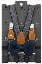 Sir Redman - Bretels met strik - kids bretels combi pack Visgraat motief blauw - blauw / wit