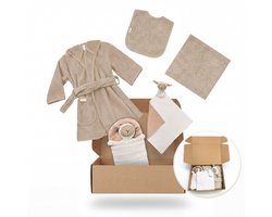 Funnies Kraamcadeau L - Luxe Kraammand Baby - Complete Kraamcadeau Geschenkset - Unisex Geboortemand voor Jongen & Meisje - Neutrale Baby Giftbox