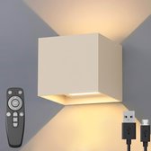 Luminize Applique murale rechargeable avec télécommande - Dimmable - Veilleuse - Sans fil - Applique murale à piles - Beige
