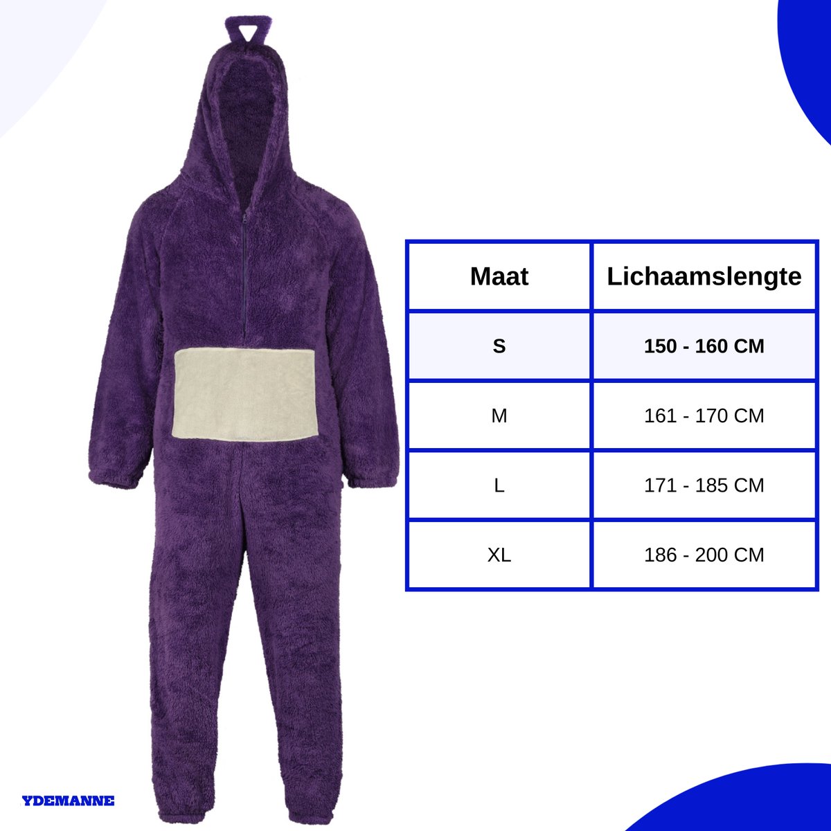 Carnavalskleding - Onesie - Paars - S - cm - Kostuum - Jongens & Meisjes - Verkleed als Kinderfiguren - Kinderen & Volwassenen — afbeelding 3