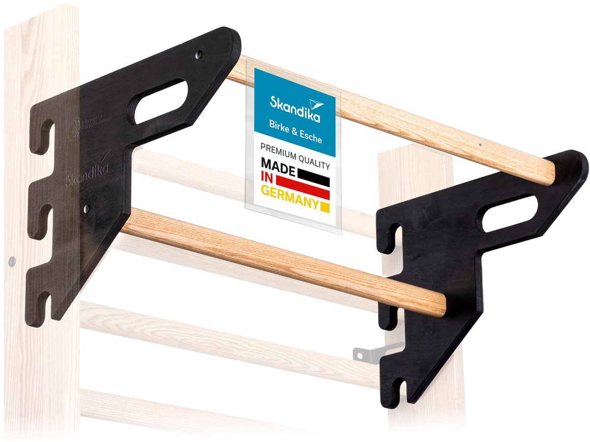 Skandika Vira optrekstang hout - Made in Germany, met 2 stangen, voor klimrek om in te hangen, zonder boren of schroeven | Optrekstangen voor thuis, klimrek-accessoires, fitnessapparatuur