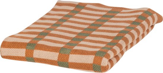 WOOOD Vola Kleed - Katoen - Groen/Oranje - 1x170x130