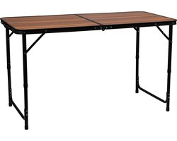Abbey Camp Campingtafel 120x60 cm Opvouwbaar - Verstelbaar 54-69 cm - Bruin