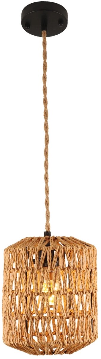 Jurrys Rotan Hanglamp Touwkleur – E27 Fitting – Verstelbare Lengte – Bohemian Lamp – Natuurlijke Look – Plafondlamp Woonkamer