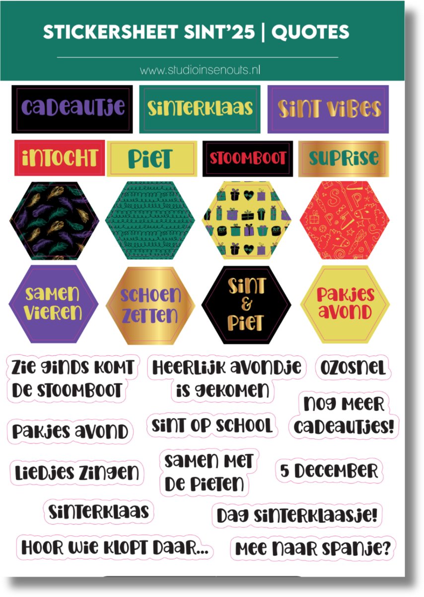 Sinterklaas Tekst Stickers | Stickervel Quotes | Sint'25