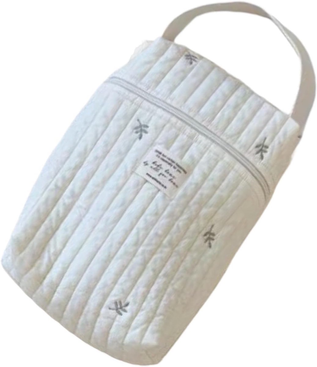 Luiertas Organizer - Reis Luierzakje - Babyartikelen Opbergen - Zachte Katoenen Doek - 36x28x8cm - Bladeren