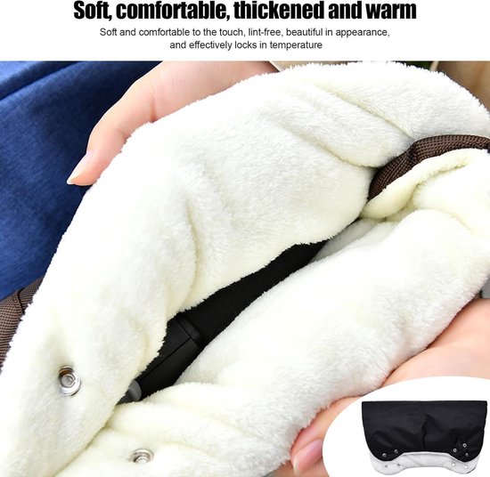 Kinderwagenhandschoenen - Wanten voor kinderwagen - Warmte voor handen - Extra dikke voering - 24x24x4 cm - zwart van Merkloos — afbeelding 5