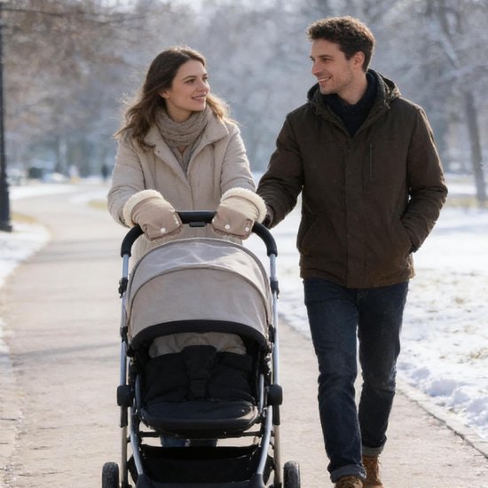 Kinderwagen Handschoenen - Wandelwagen Mof - Warm Blijven - Winddicht Fleece - 26 x 20 cm - Grijs van Merkloos — afbeelding 3