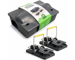 VerminBuster Rattenvoerdoos Multibox + 2 Rattenvallen - Inclusief Slot - Effectief en Veilig- Rattenvoerkist - Lokdoos