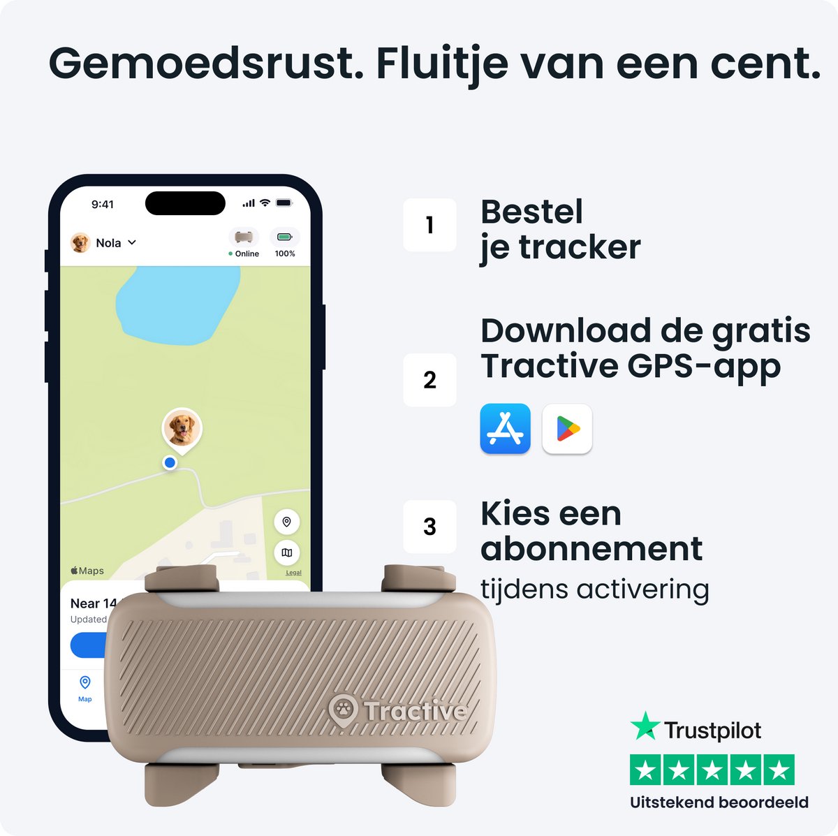 Tractive DOG 6 XL – Slimme gps-tracker voor honden met monitoring van vitale waarden en gezondheidswaarschuwingen, 6 weken batterijduur – Bruin thumbnail 5