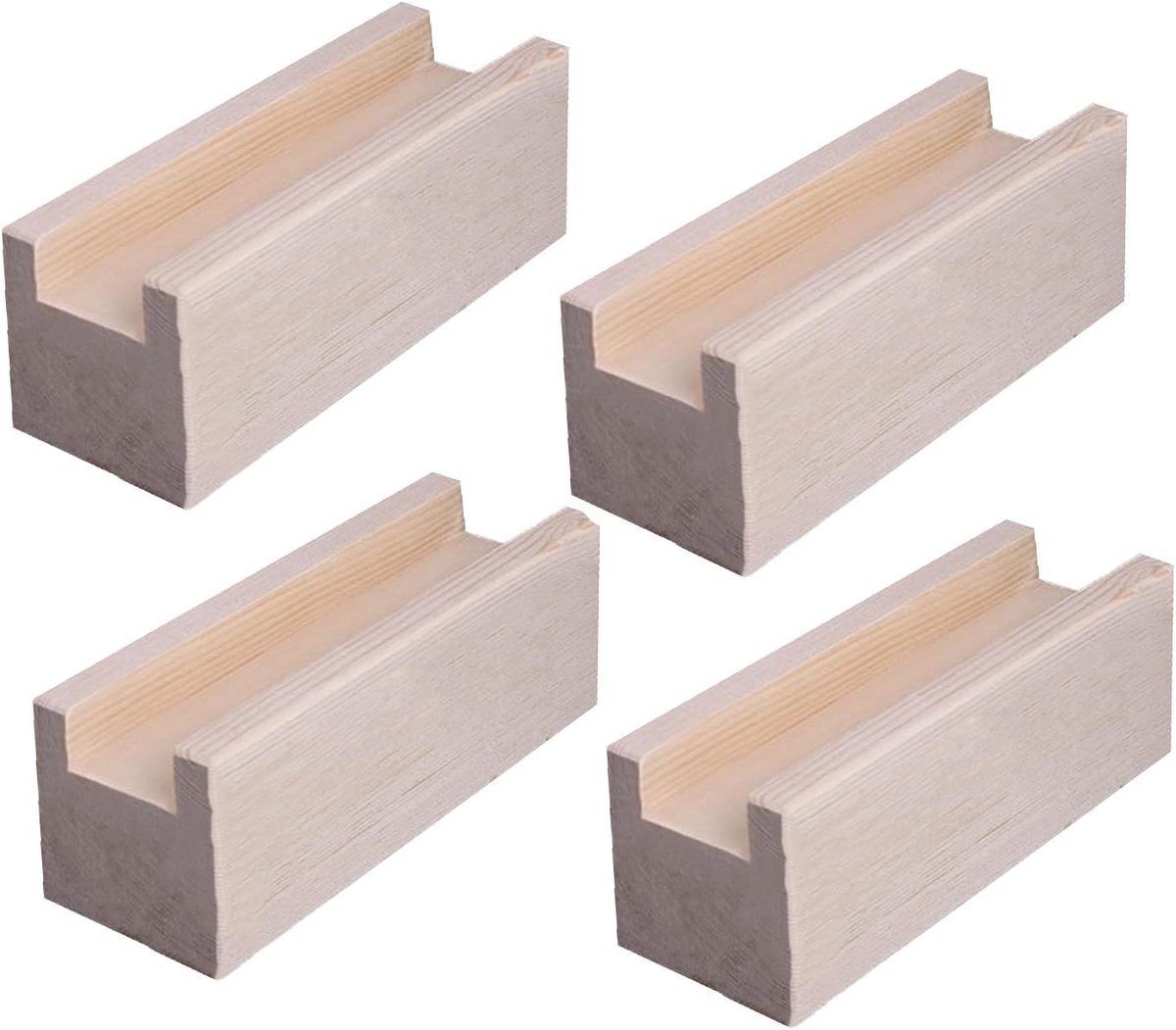 Houten bedverhogers - Meubelopzetstukken - Meubels verhogen - Verstelbare groeven - 4 cm hoogte - Naturel hout