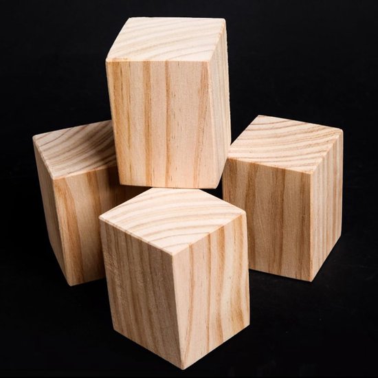Houten Meubelverhogers - Bedverhogers - Meubels Verhogen - Stevig Massief Hout - 4x4x4 cm - Houtkleur van Houten — afbeelding 2