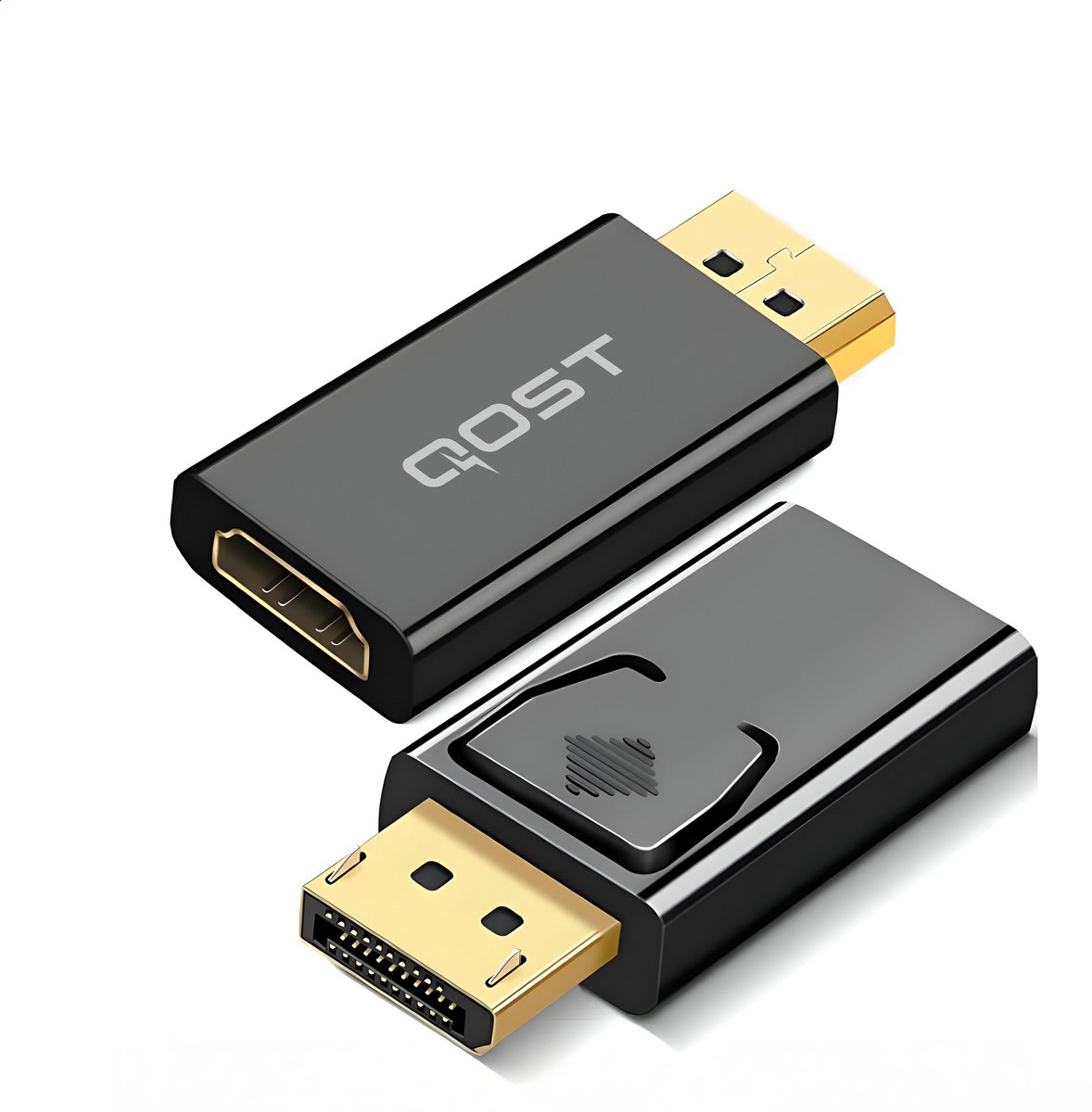 Bol.com Qost - DisplayPort naar HDMI adapter - Zwart - 4K 1080P - DP to HDMI - 4K / 30Hz - Gold Plated aanbieding