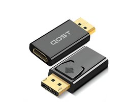 Qost - DisplayPort naar HDMI adapter - Zwart - 4K 1080P - DP to HDMI - 4K / 30Hz - Gold Plated