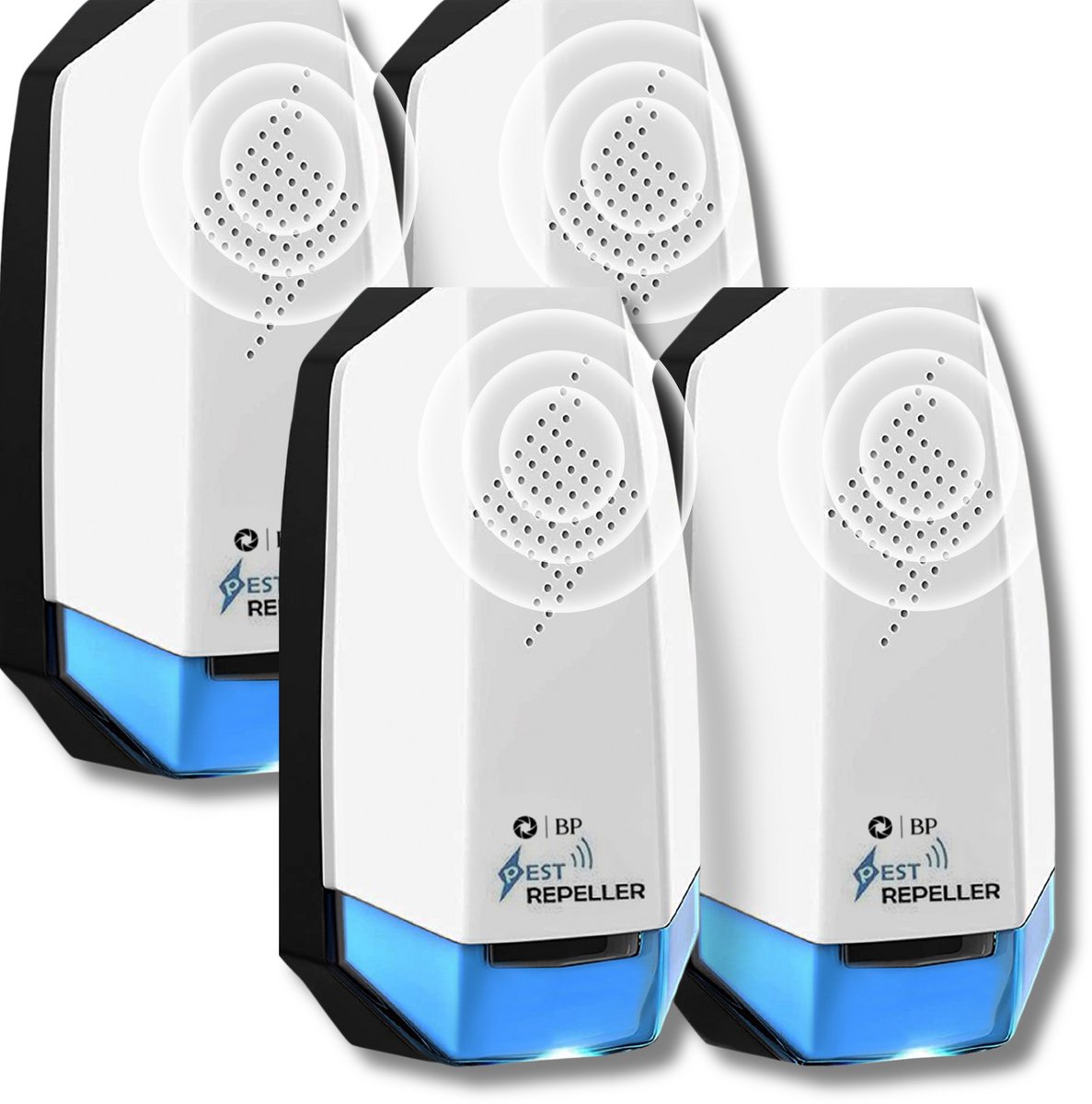 BP® Pest Repeller - 4 Stuks - Muizenverjager - Ultrasone Verjager - Ultrasonische Ongedierte Bestrijder - Muizen Bestrijden - Insectenverjager - Ultrasone Verjagers - Geen Geluid - 100% Veilig