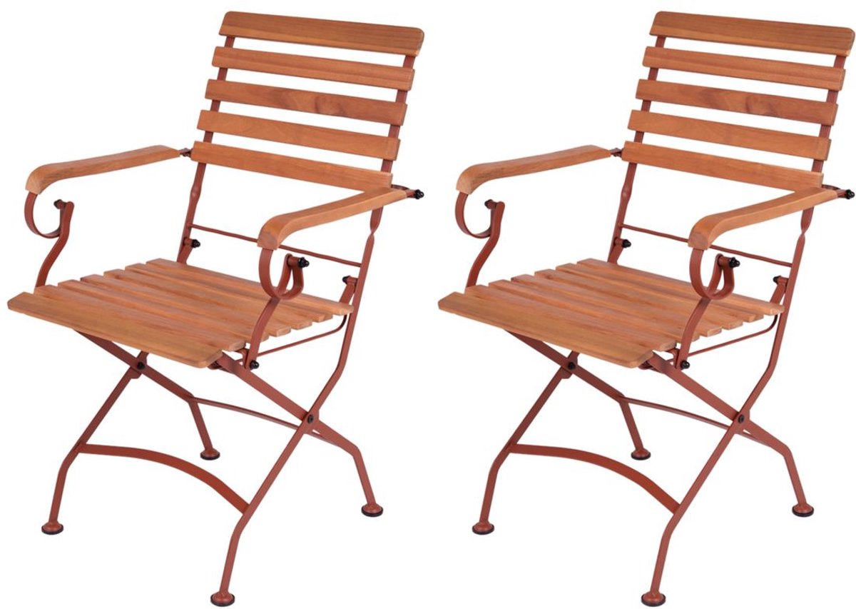 MaximaVida inklapbare tuinstoel Toscana met armleuning roestbruin 2 stuks
