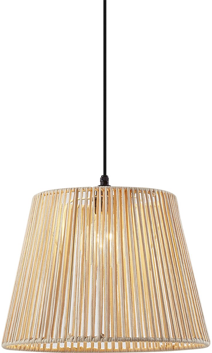 QAZQA cava - Japandi Hanglamp met kap voor buiten - 1 lichts - Ø 40 cm - Beige - Buitenverlichting