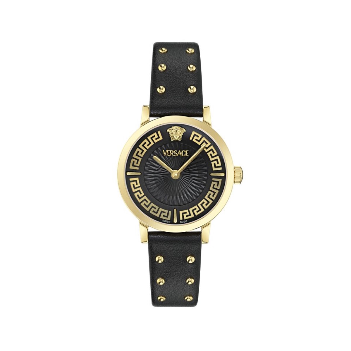Versace Greca Fortuna VE0A00225 Horloge - Leer - Zwart - Ø 35 mm