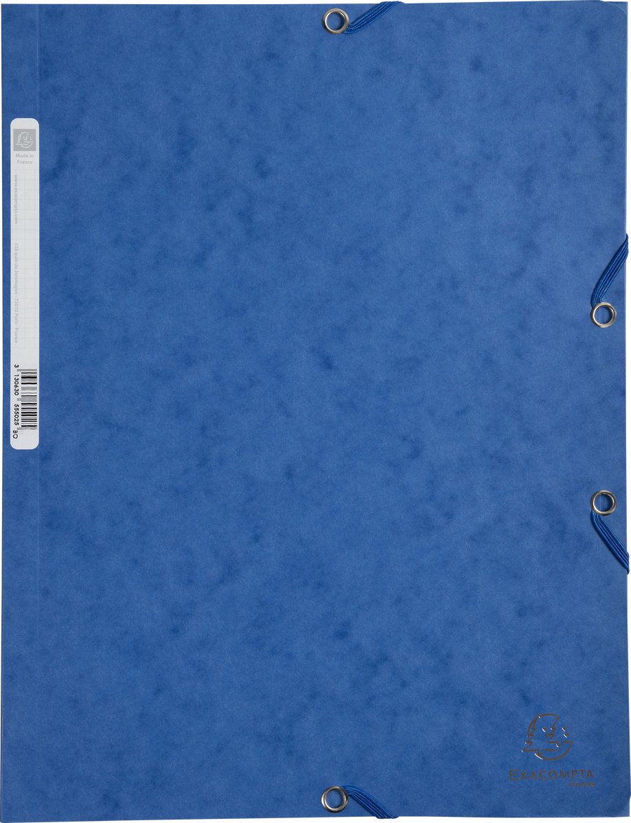 Exacompta 25x Elastomap 3 kleppen in glanskarton 400g/m2 - A4 - Blauw - 55502E