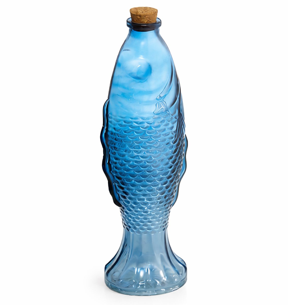 OTIX Waterkaraf - Vis Vorm - Blauw - Glazen - Karaf - met Kurk - 540 ml - Wijnkaraf - LAGUNA
