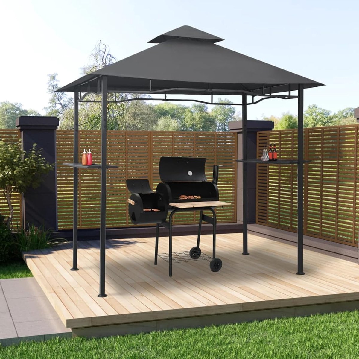 BBQ paviljoen - Grill overkapping - Buiten koken - Waterdicht stabiel - 240 x 150 cm - Antraciet