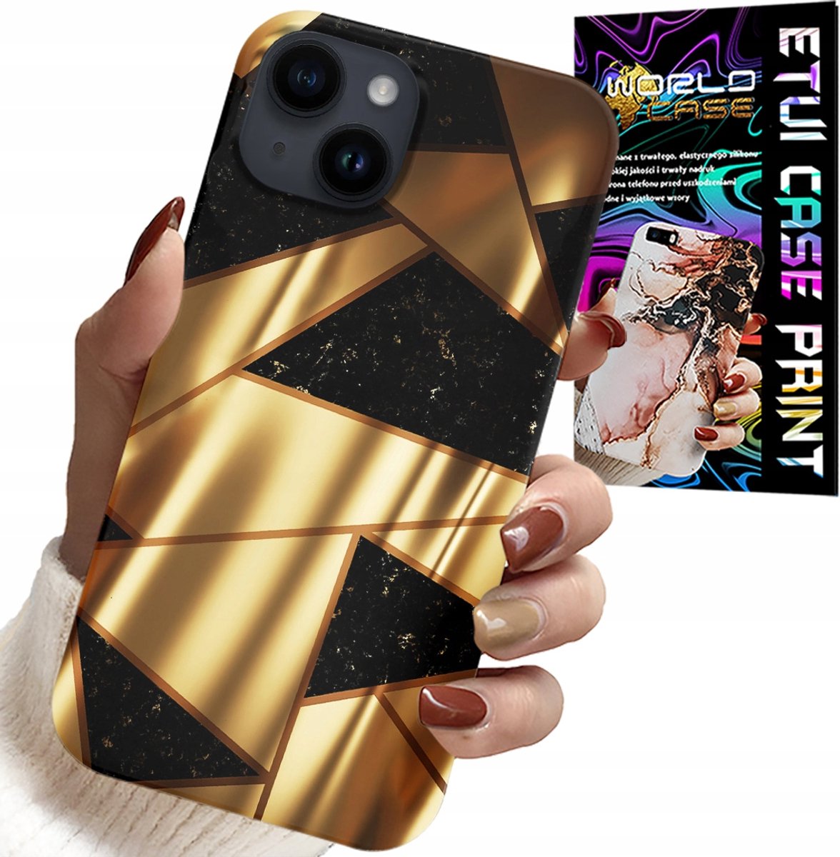 HOESJE VOOR IPHONE 14 PLUS - ELEGANT GOUDEN PATRONEN + HYDRO FILM